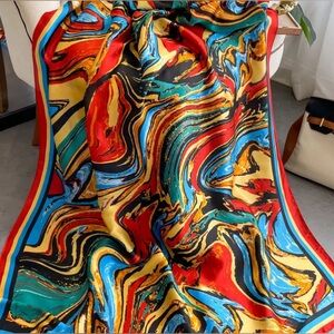 NEW 71.25”x32.5” inch Vibrant Abstract Scarf
